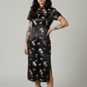 Vintage Solz Squirrel Qipao / Cheongsam Black Dress – Size 36, S